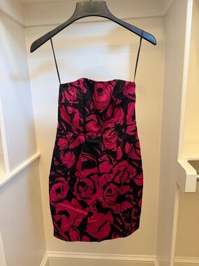 Express Design Studio Strapless Floral Dress Pink Black Mini Women’s Size 0